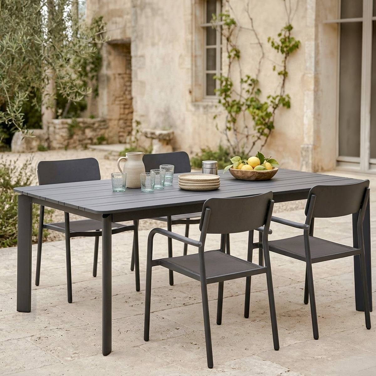 Table de jardin en aluminium KAÏA gris, MADE IN MEUBLES