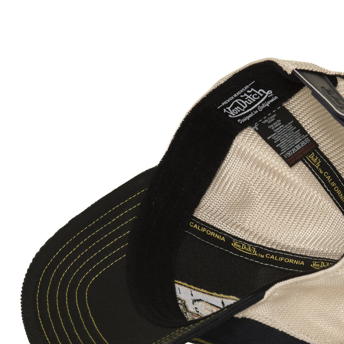 Casquette Trucker S-CURVED bleu marine/beige/jaune/blanc, VON DUTCH