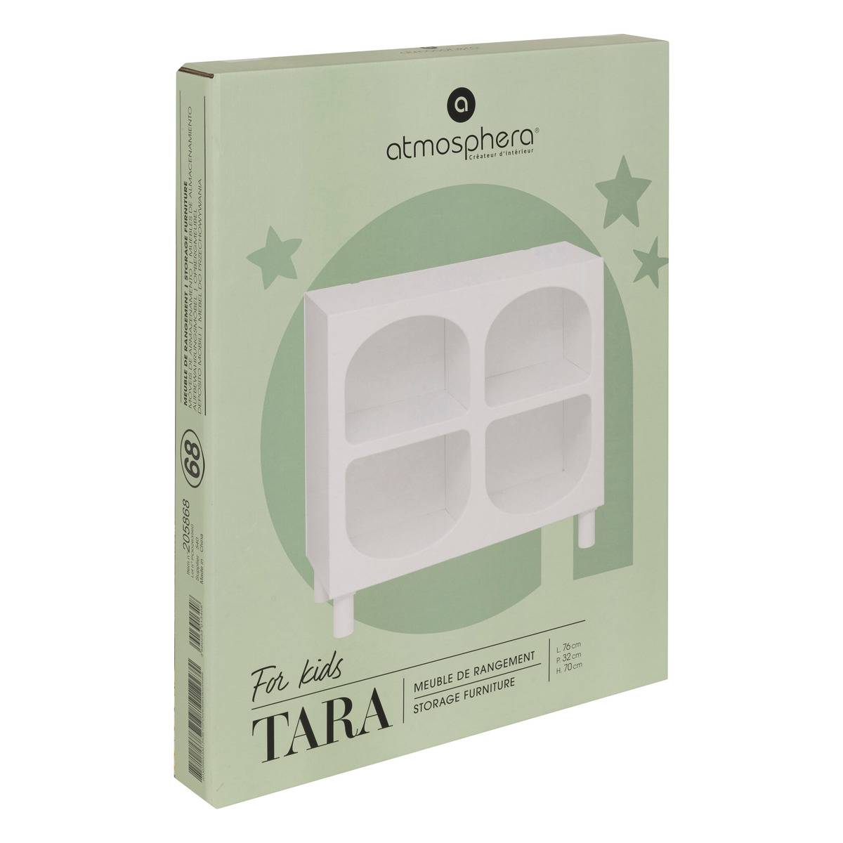 Etagère enfant 4 compartiments en pin TARA blanc, ATMOSPHERA FOR KIDS