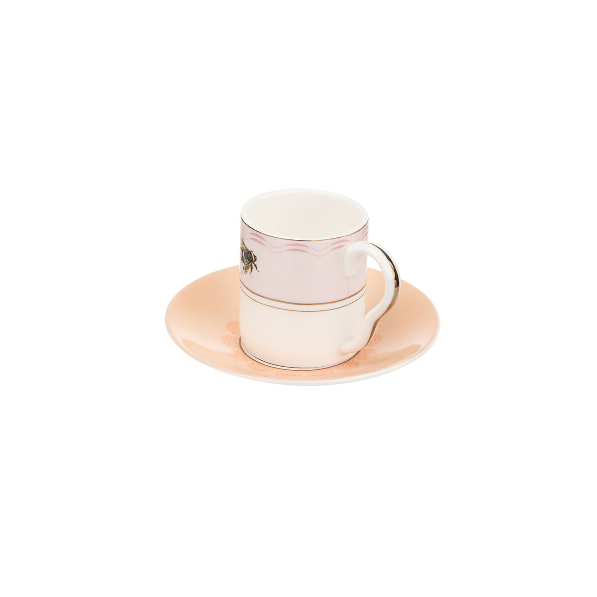 Set of 2 Slogan Espresso Cups & Saucers multi-coloured, YVONNE ELLEN