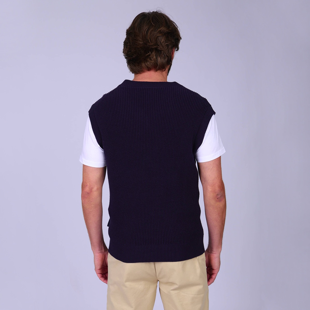 Pull sans manches Gilles bleu marine, MISE AU GREEN
