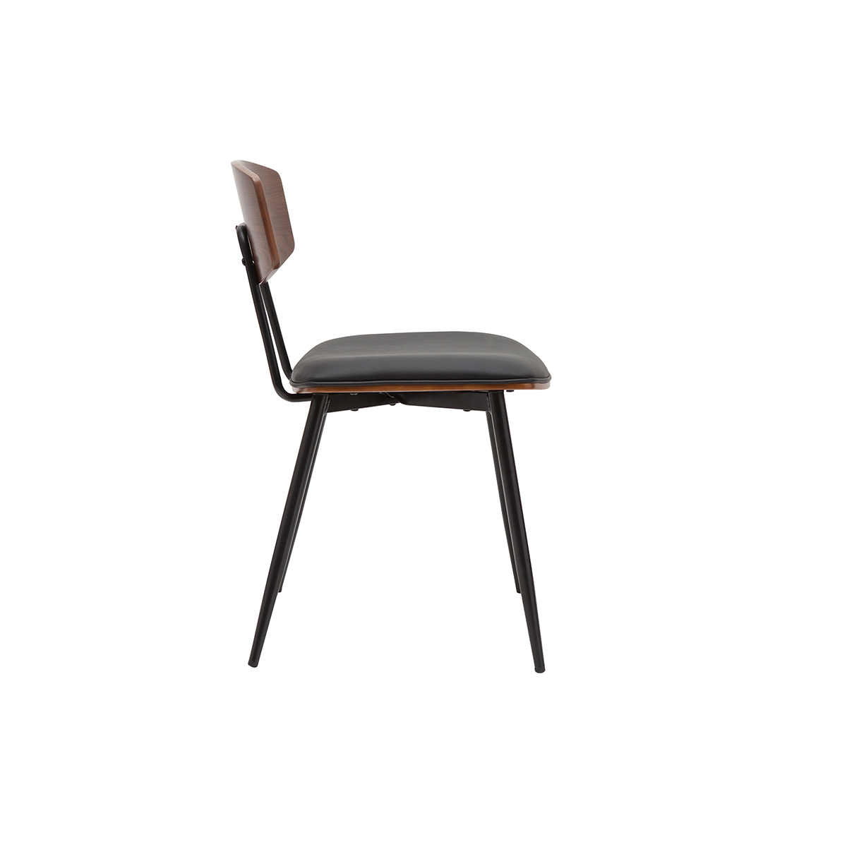 Chaises vintage en bois foncé noyer assises noires et métal noir (lot de 2) JOLINE noyer / noir, MILIBOO