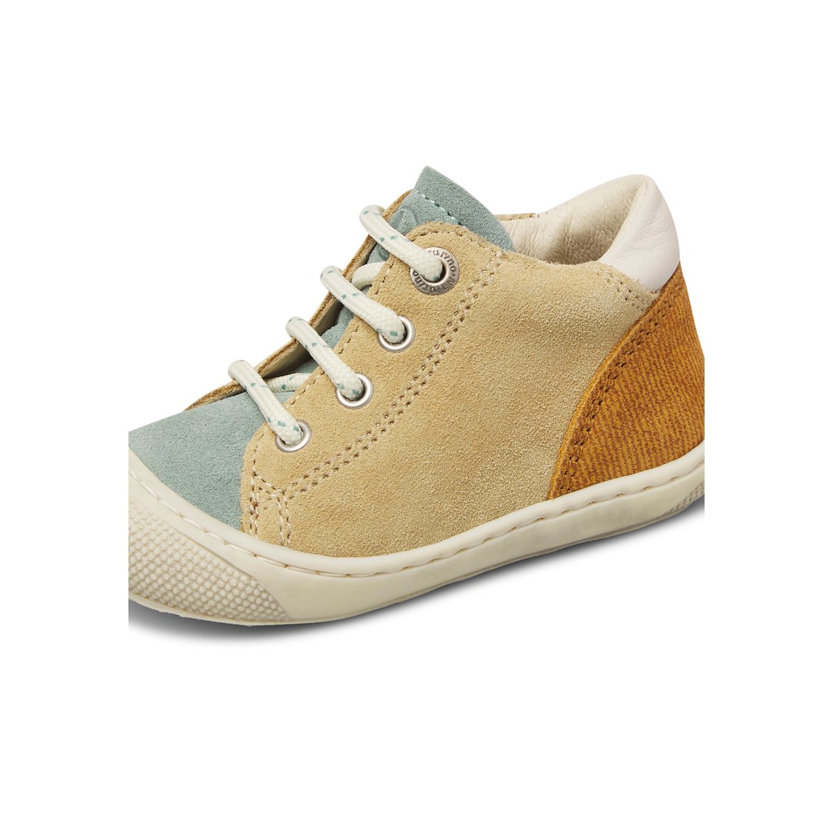 Chaussures premiers pas en suède ROMY sage-sable, NATURINO