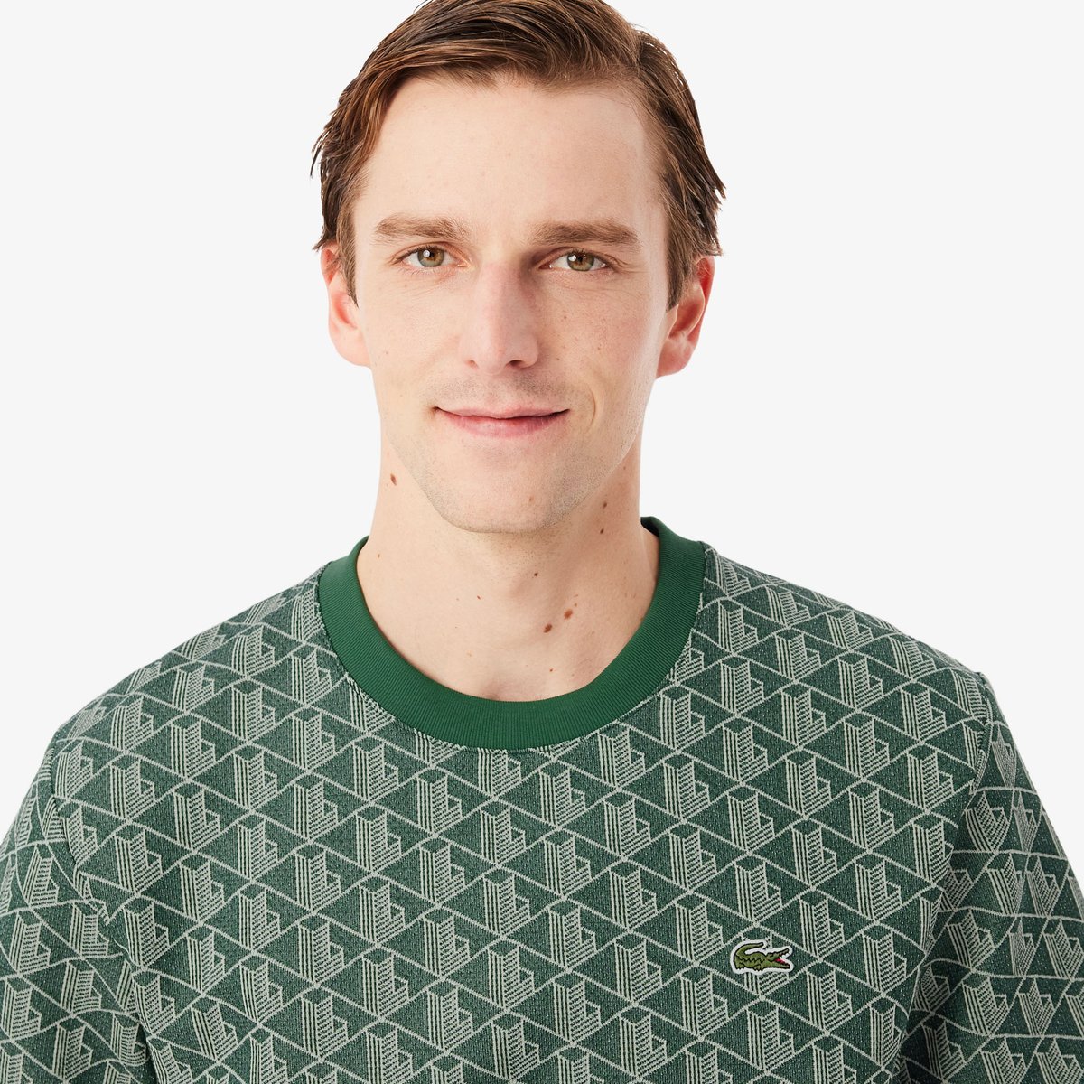 T-shirt jacquard monogramme vert-d1r, LACOSTE