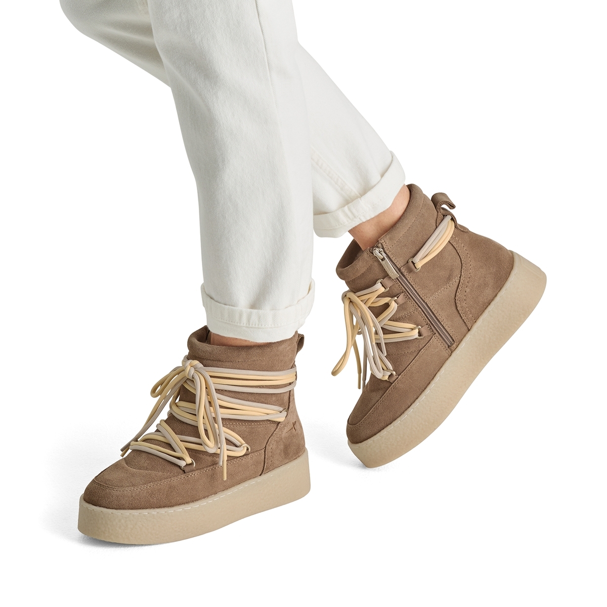 Bottine en cuir beige beige, TAMARIS