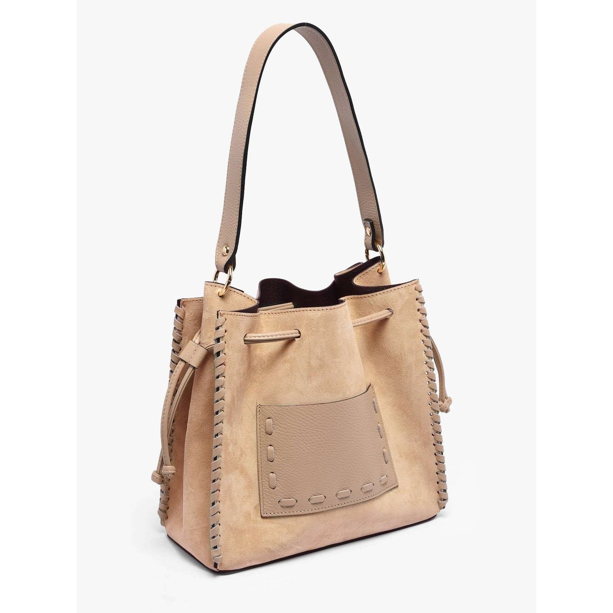 Sac porté main Velvet caviar cuir taupe chiaro, MILANO