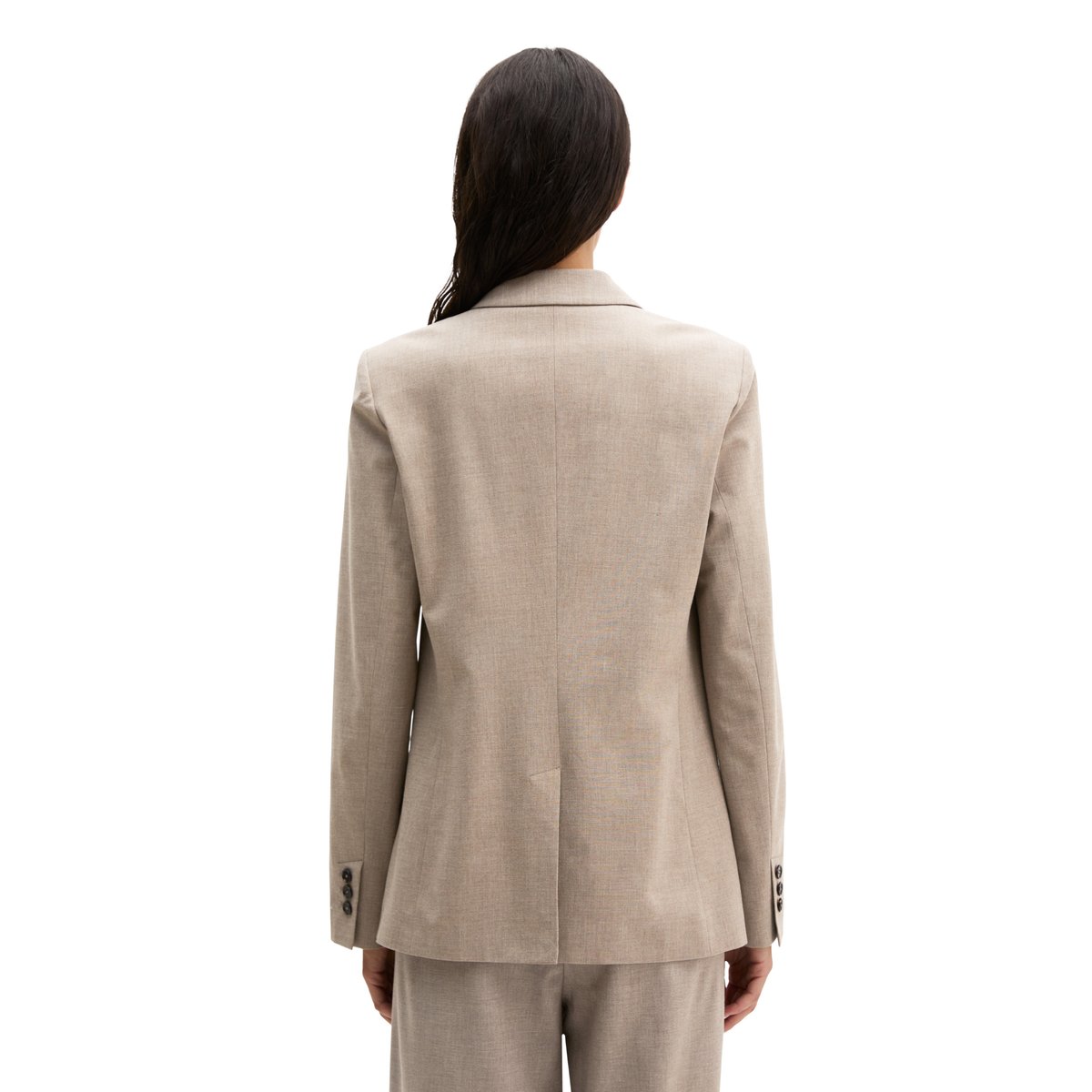 Blazer double boutonnage slim en Summer Wool marron clair, MARC O'POLO