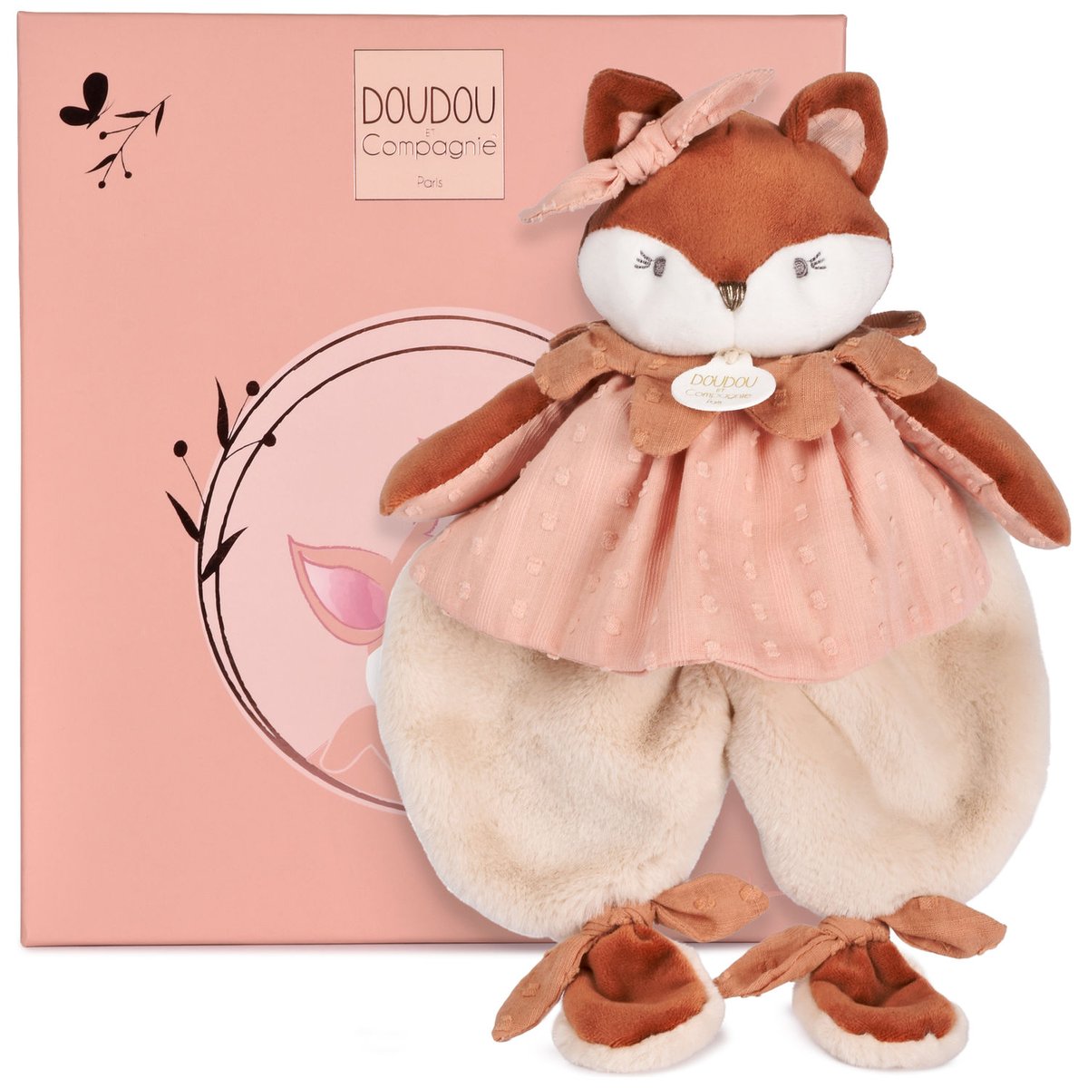 Doudou Mina marron, rose, DOUDOU ET COMPAGNIE
