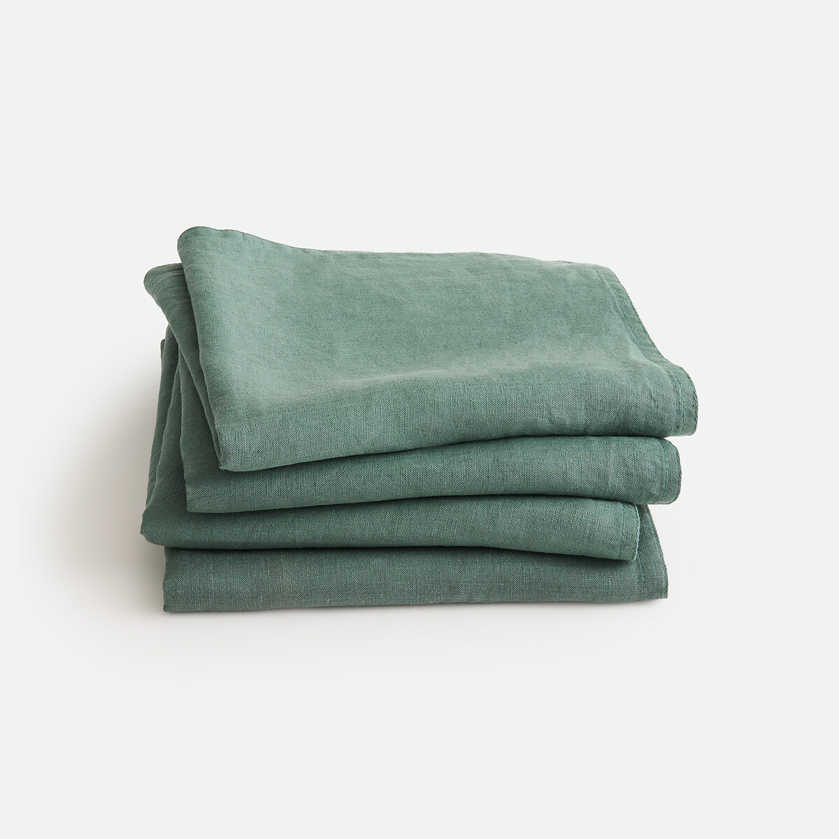 4er-Pack Servietten Victorine, gewaschenes Leinen graugrün, LA REDOUTE INTERIEURS