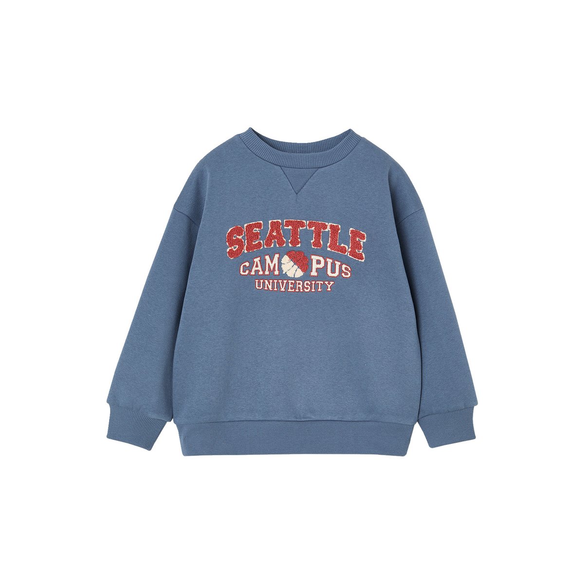 Sweat col rond bleu jean, VERTBAUDET
