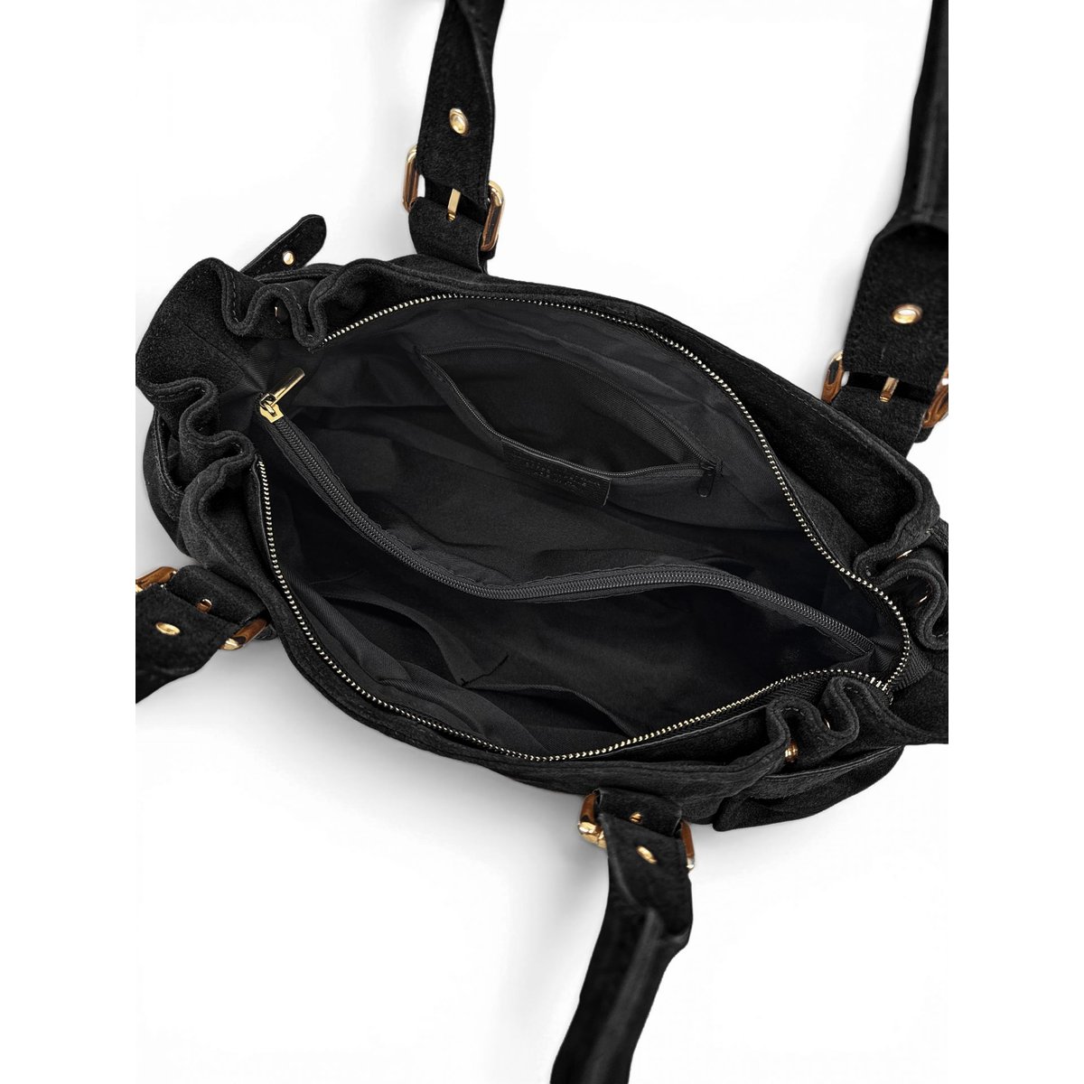 Sac bowling en croûte de cuir NEW PRINCESS SUEDE XL noir, OH MY BAG