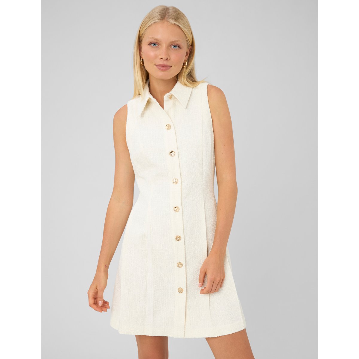 Robe sans manches boutonnée blanc écru, BZB