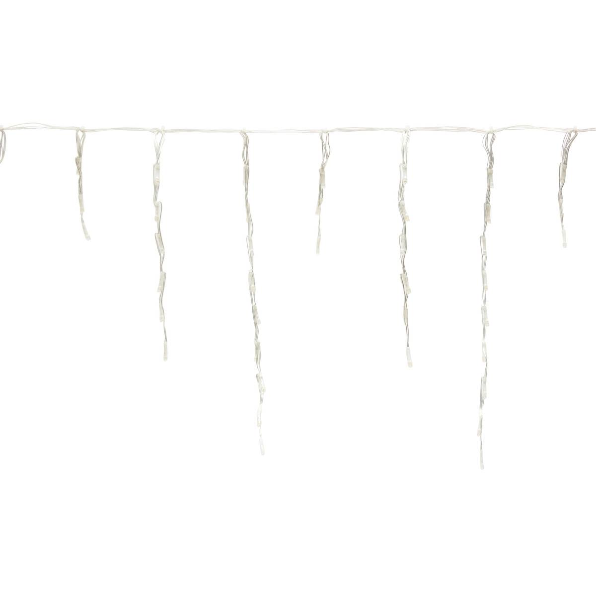 Rideau lumineux stalactite d'extérieur 5 m 300 LED blanc chaud à effets avec minuteur sur secteur transparent, FEERIC LIGHTS & CHRISTMAS