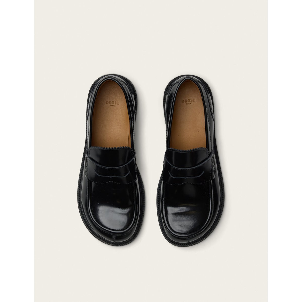 Mocassins DENA cuir box noir, ODAJE
