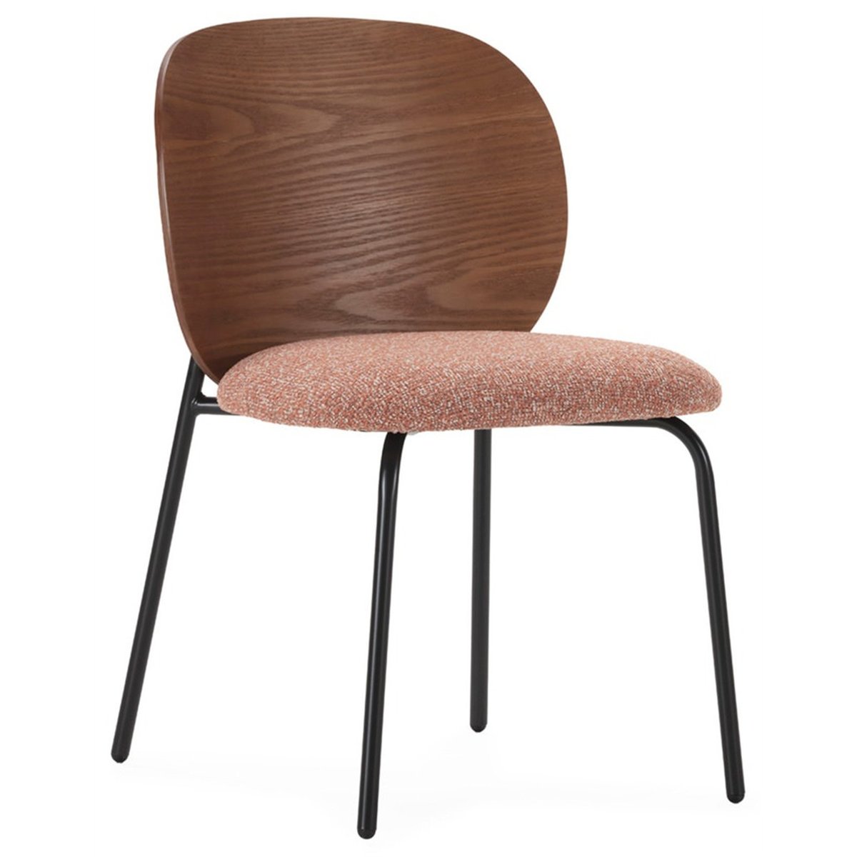 Chaise en frêne massif et tissu noyer, noir et brique, RECOLLECTION