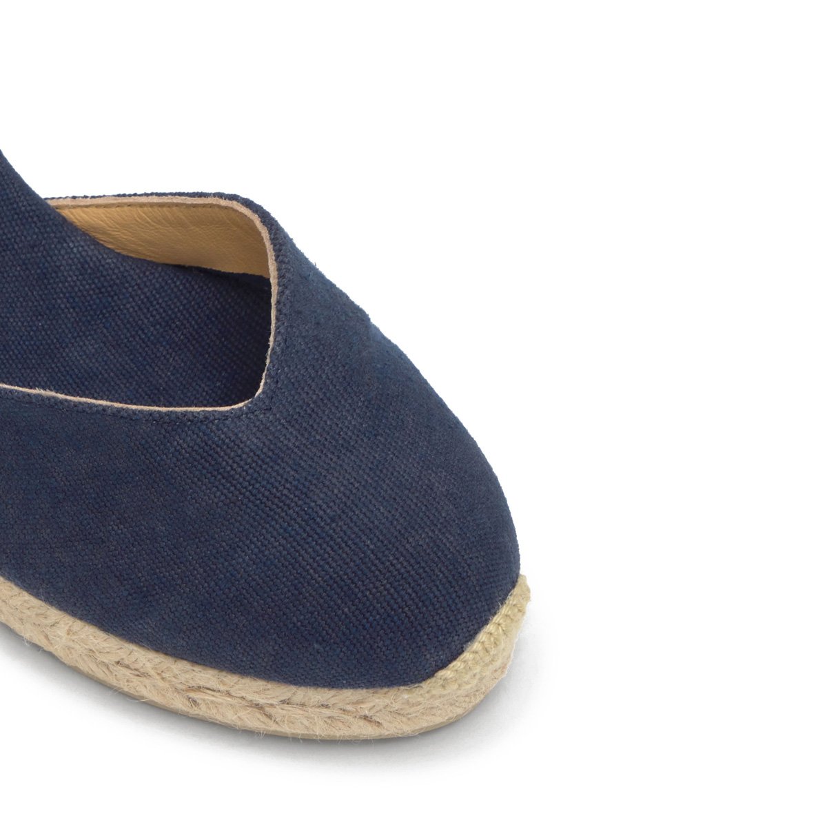 Espadrilles compensées en jute tressée à découpe en V CHIARA PLATFORM bleu foncé, CASTANER
