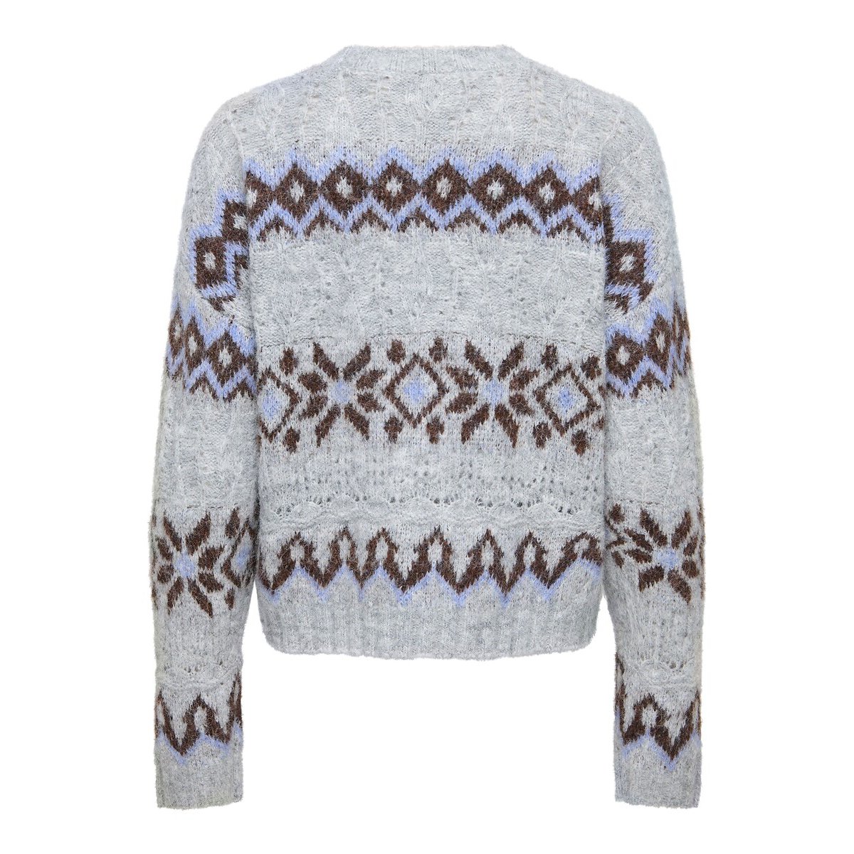 Pull manches longues imprimé jacquard imprimé gris, ONLY