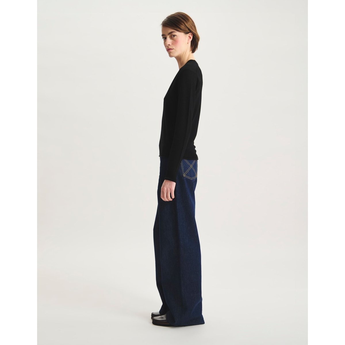 Pull Morcant en laine mérinos noir, INES DE LA FRESSANGE PARIS