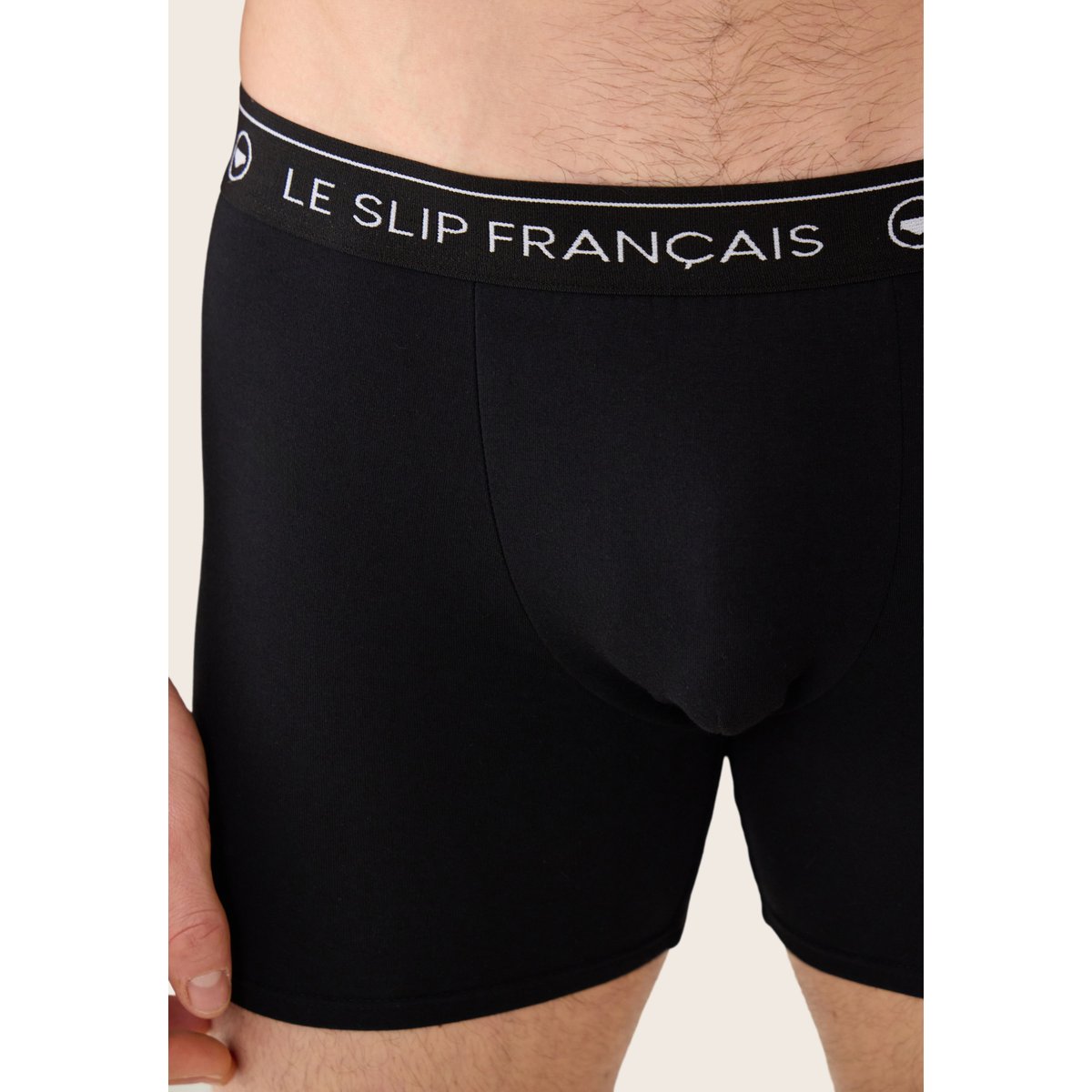 Boxer long bleu en coton Redoutable noir, LE SLIP FRANCAIS