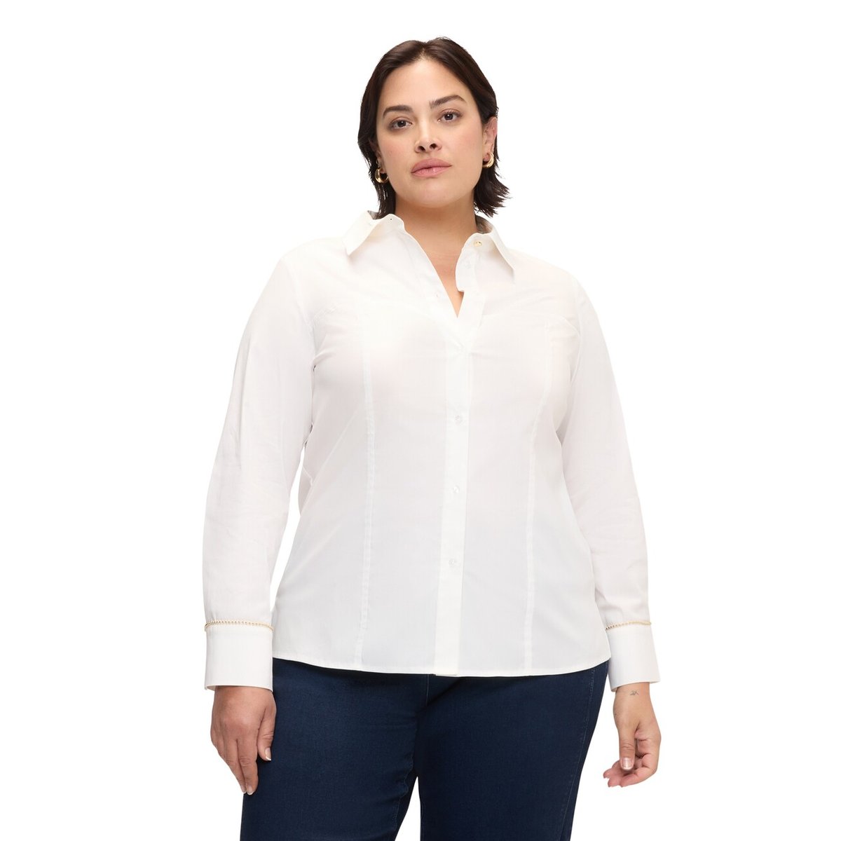 Chemise avec poignet décoré blanc, FIORELLA RUBINO