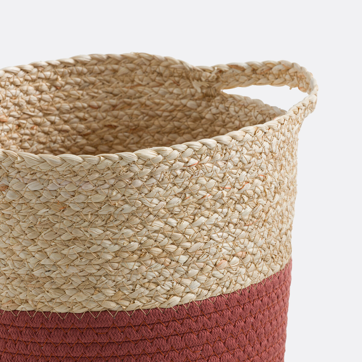 Lot de 3 paniers tressés avec base colorée, BUMBAY naturel/terracotta, LA REDOUTE INTERIEURS