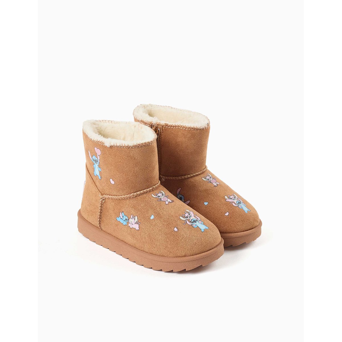 Bottines avec doublure en peluche douce synthétique et imprimés Stitch beige foncé, ZIPPY