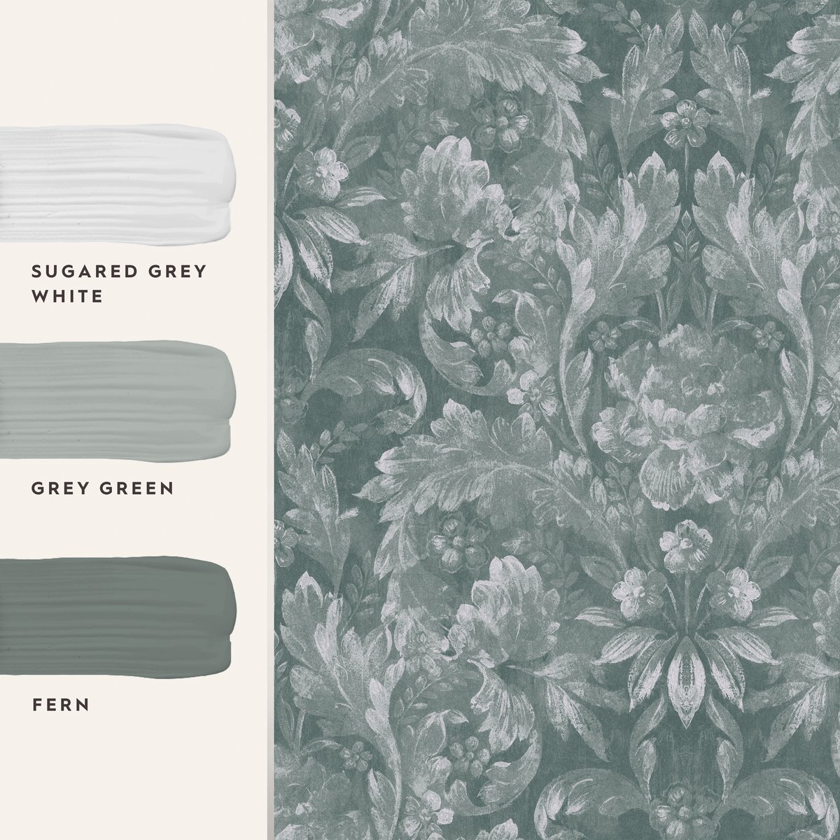 Papier peint Fleurs Apolline Jade vert, LAURA ASHLEY