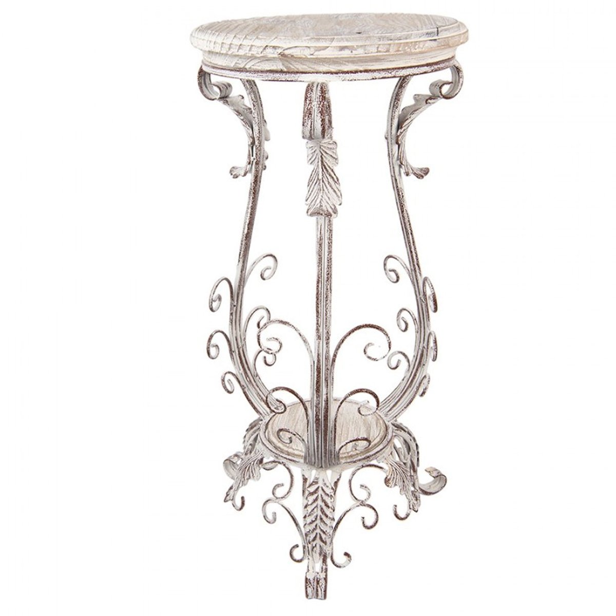 Support pot plante classique en bois et métal blanc 40x40x75cm blanc, WADIGA