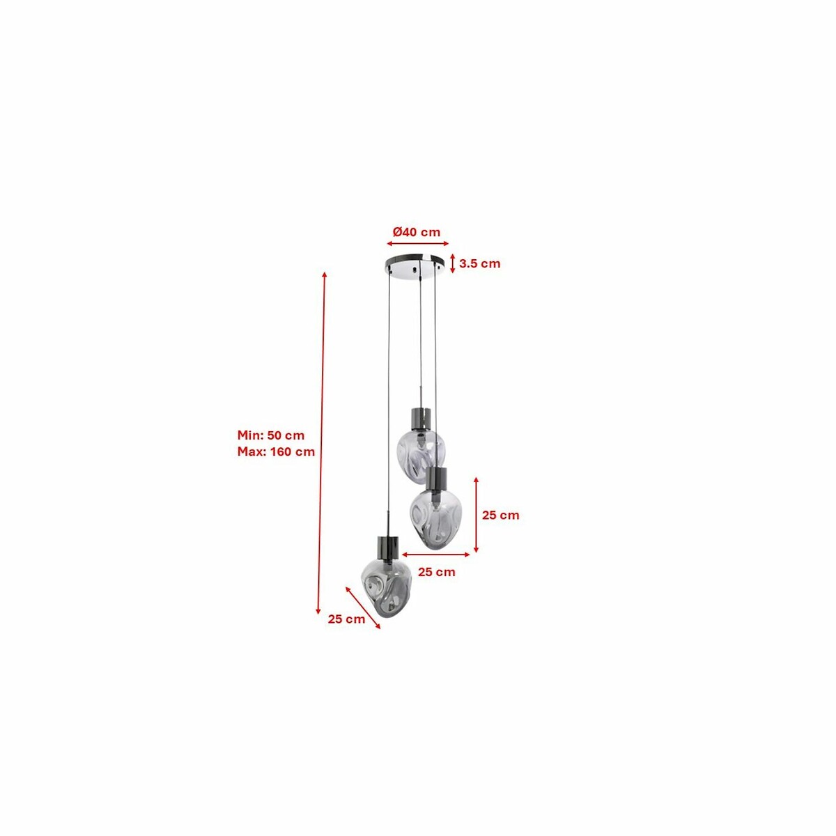 Suspension Supernova Smoky Tre Ø45cm argent, KARE DESIGN