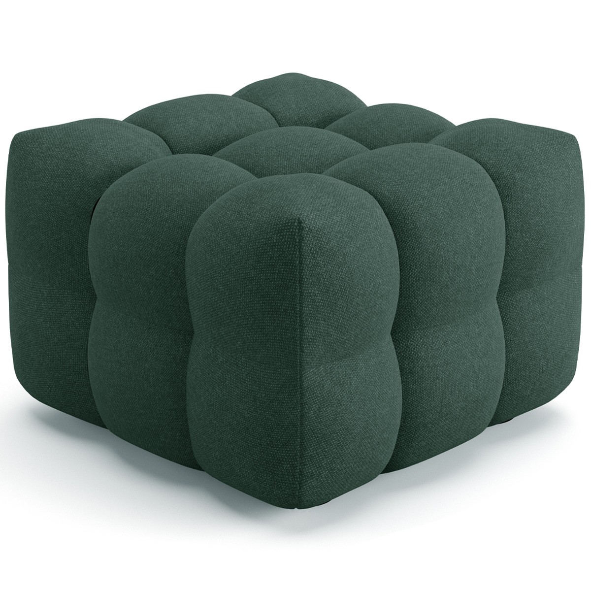 Pouf capitonné en tissu chenille - CESTER vert, HOMIFAB