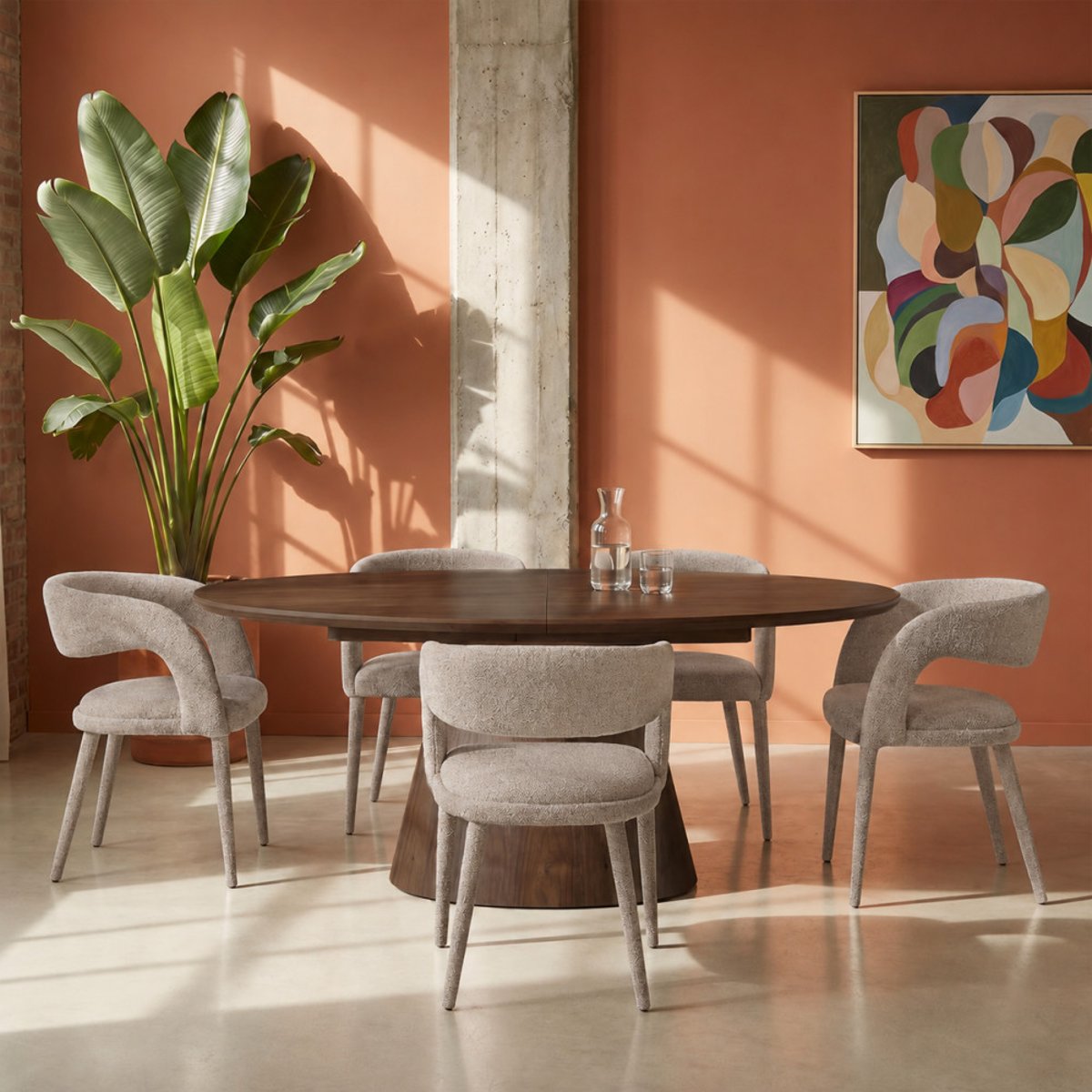 Lot de 2 fauteuils de table en tissu- ROMY marron chiné, DRAWER