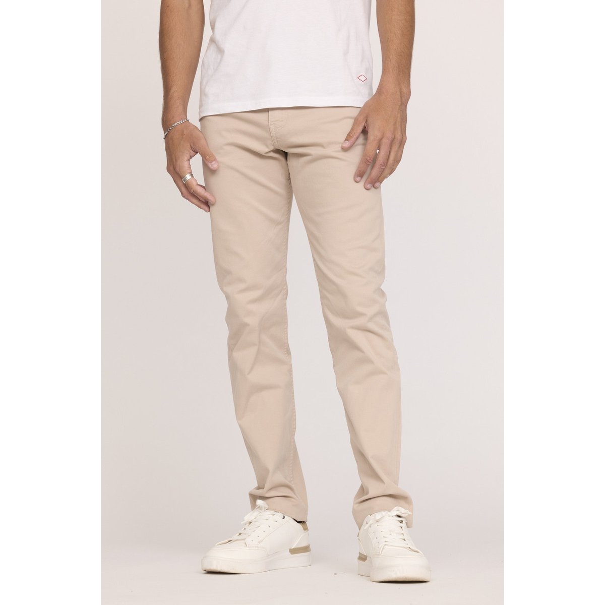 Pantalon coton straight LC126 marron, LEE COOPER