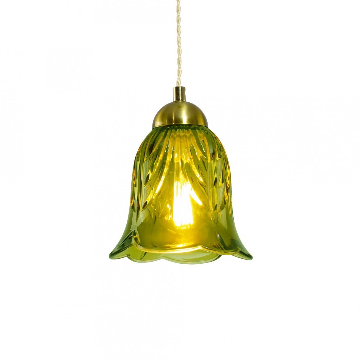 Suspension fleur en verre et métal, ARELI rouge, C-CREATION