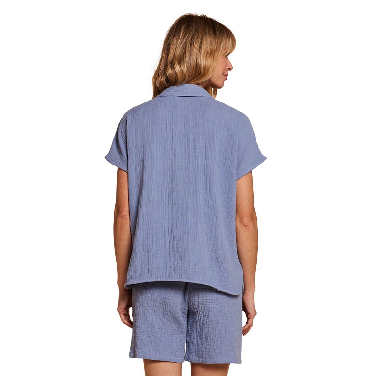 Pyjama short grossesse allaitement bleu chambray, ENVIE DE FRAISE