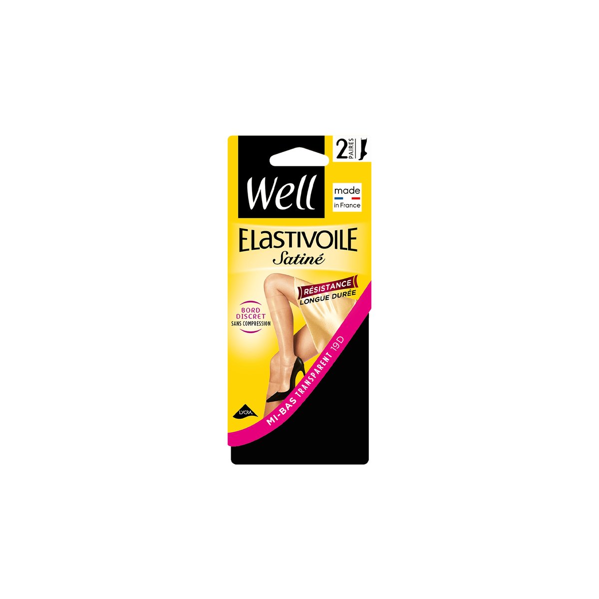 Lot de 2 paires de mi-bas ELASTIVOILE noir, WELL