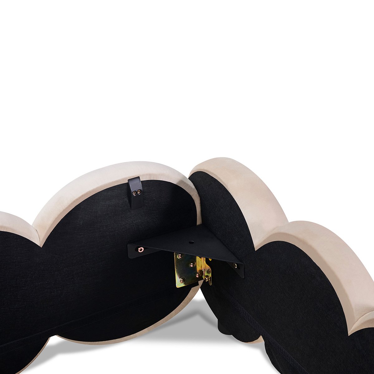 Lit coffre - Velours beige - MEGÈVE beige, MAISON AUBERTIN