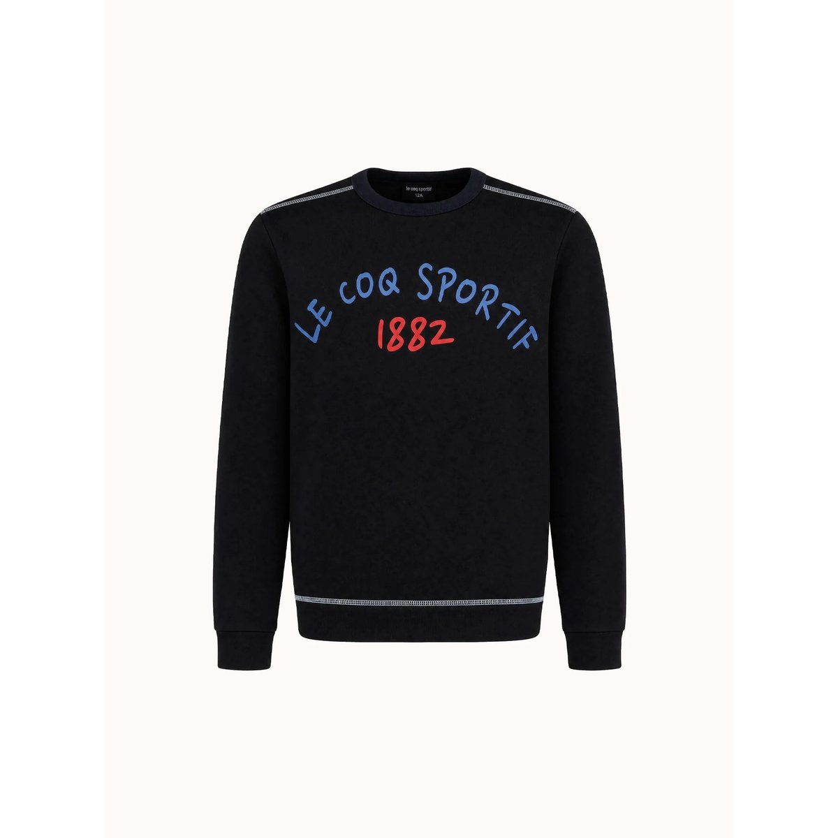 Sweat col rond en molleton léger Tricolores black, LE COQ SPORTIF