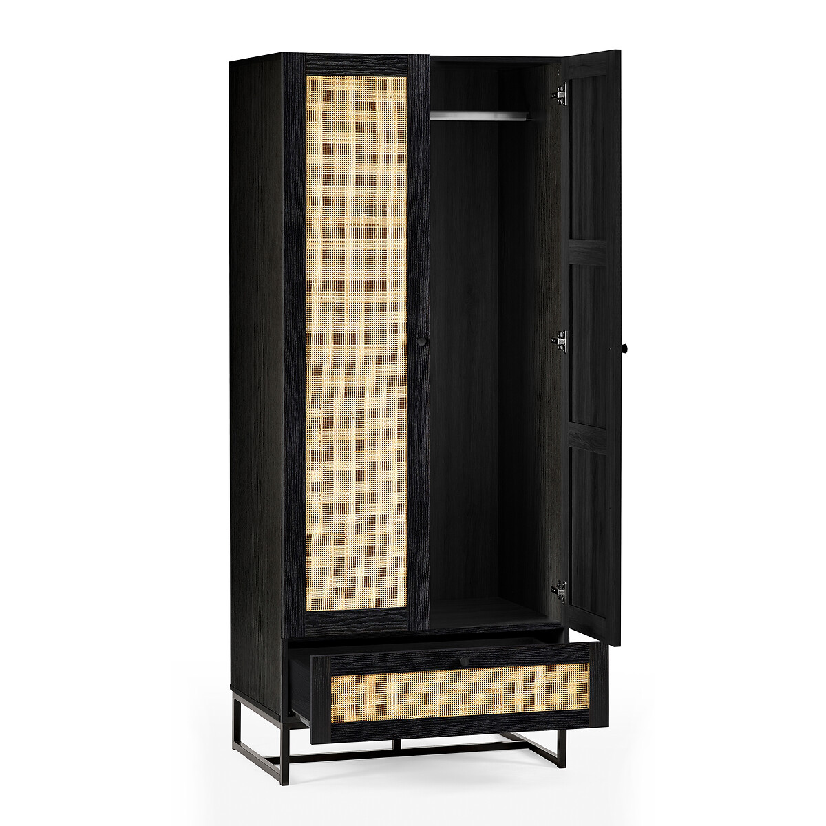 Indiya Rattan Wardrobe black, SO'HOME
