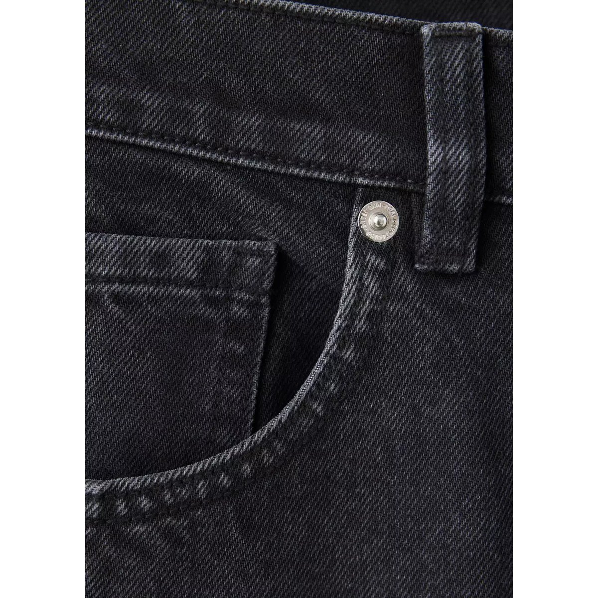 Jean balloon coutures black denim, MANGO