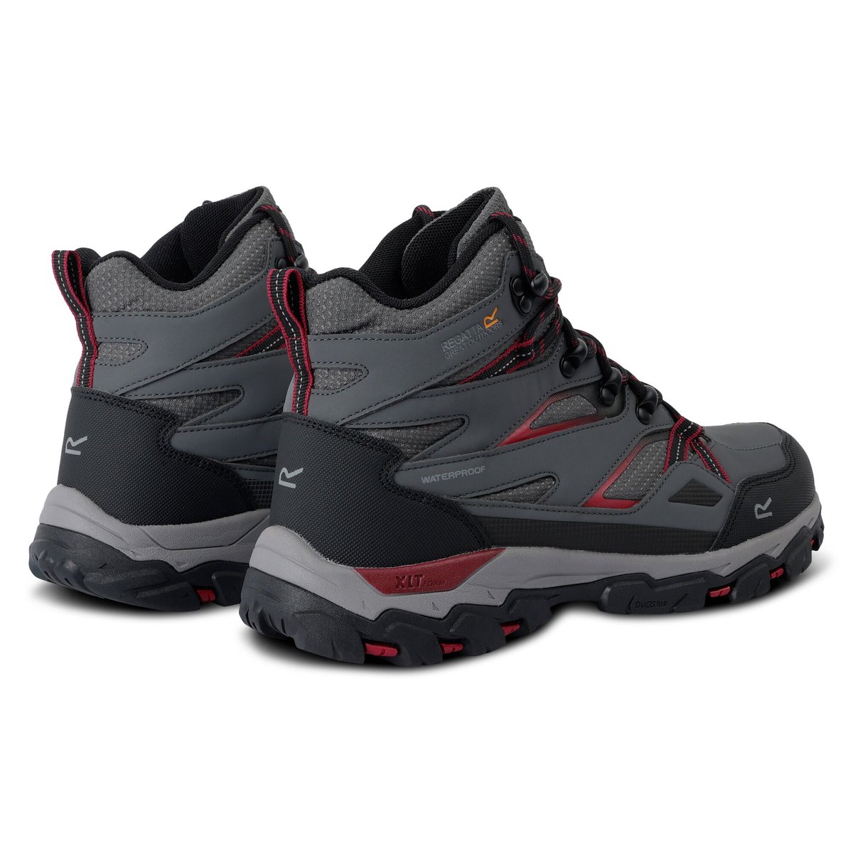 Bottines de marche HOLCOMBE gris foncé / bordeaux, REGATTA