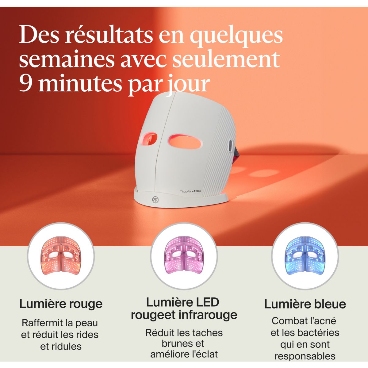 Masque LED TheraFace Mask couleur unique, THERAGUN