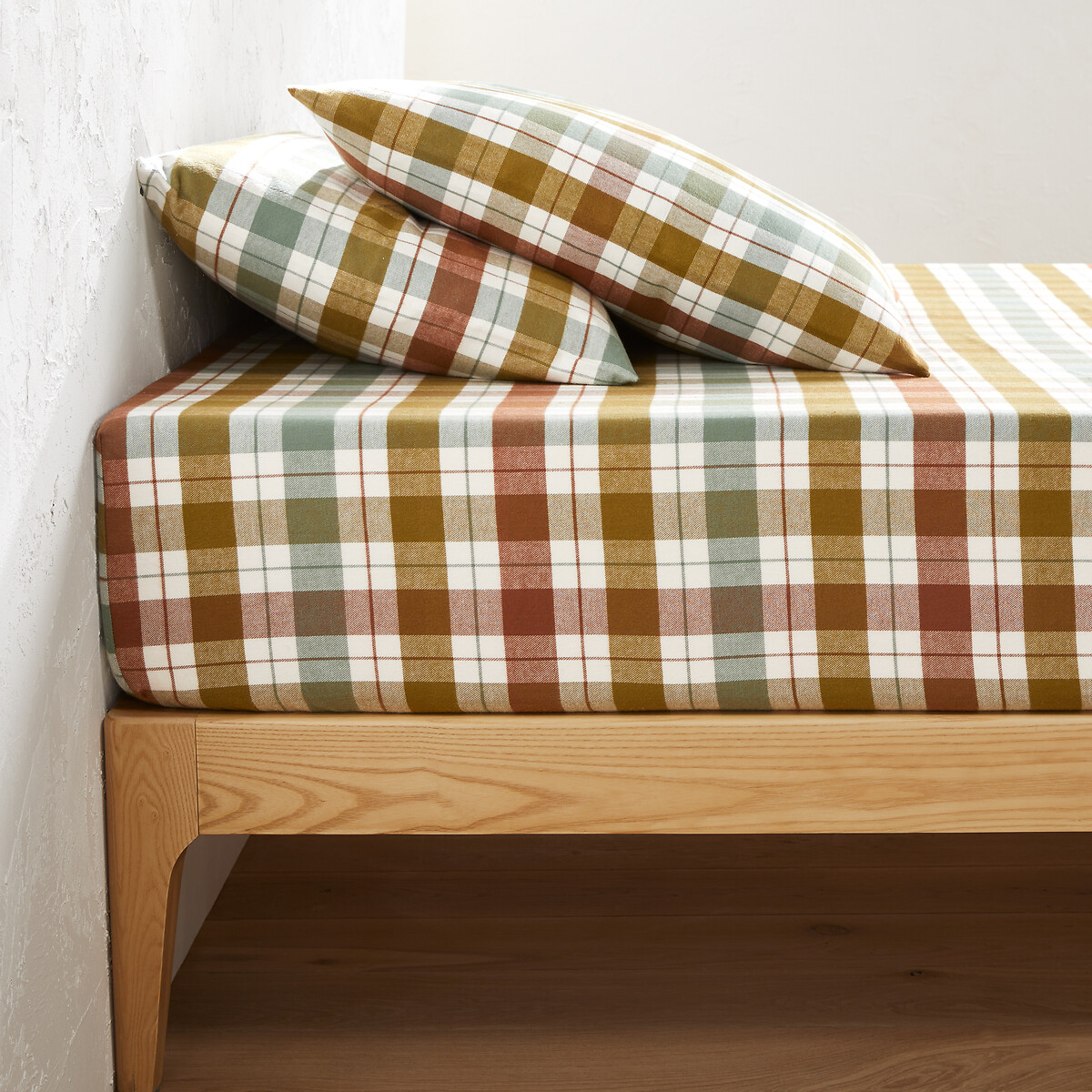 Drap housse flanelle bonnet 30 cm, Molgan carreaux, LA REDOUTE INTERIEURS