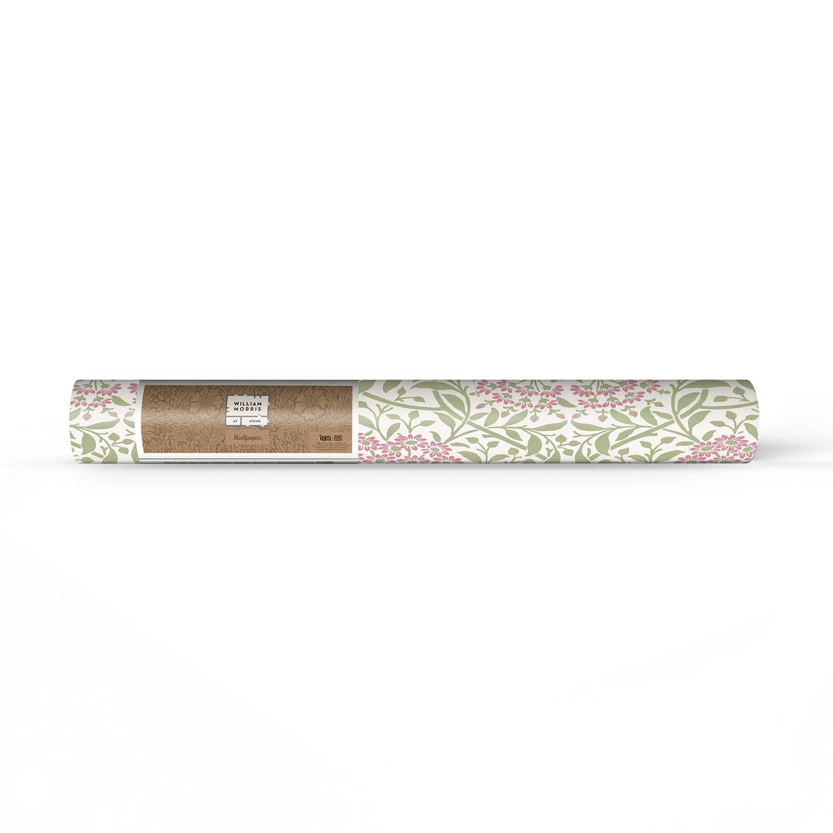 Papier peint fleuri Michaelmas Daisy Pink Cedar vert, rose, WILLIAM MORRIS AT HOME