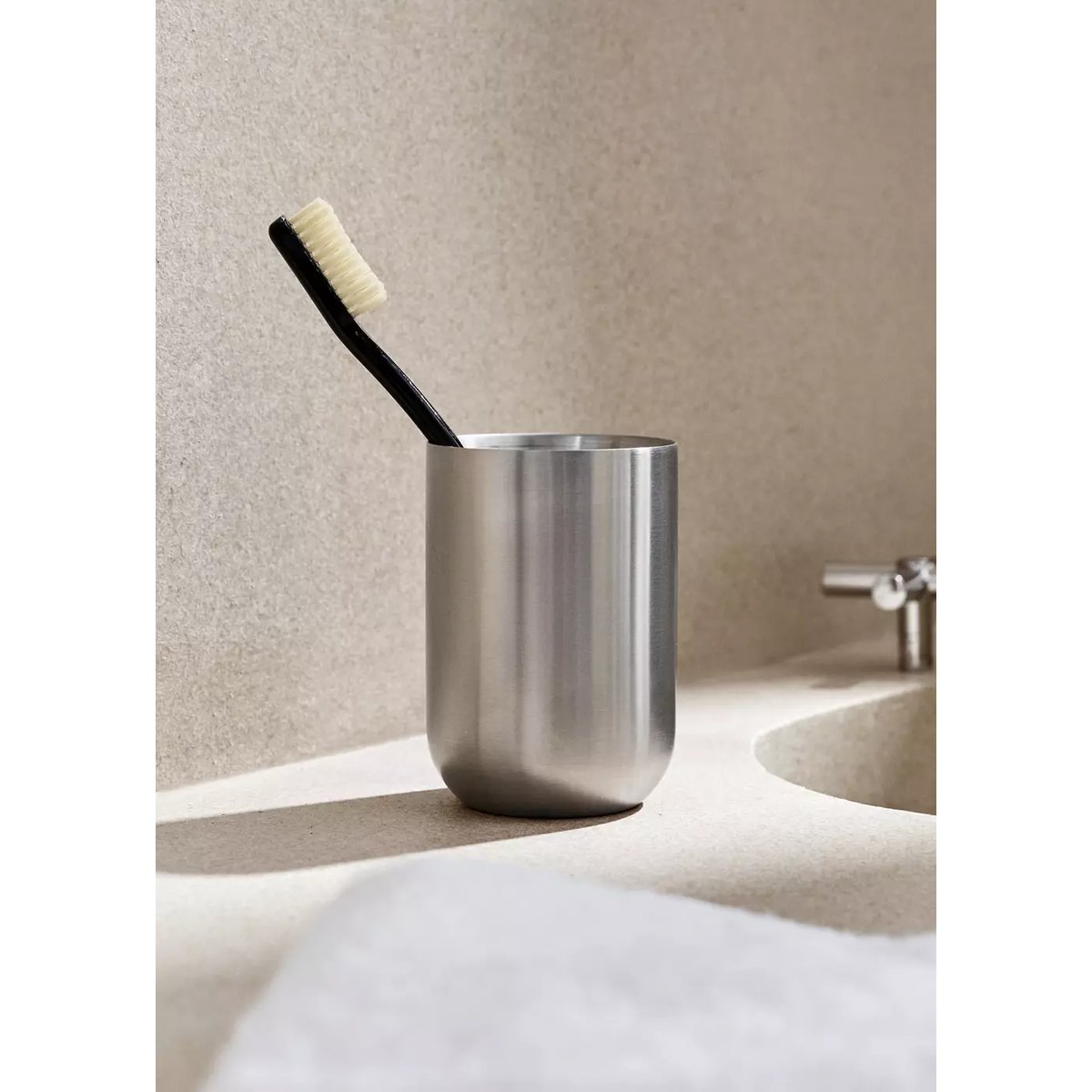 Gobelet porte-brosse à dents en acier inoxydable argent, MANGO HOME
