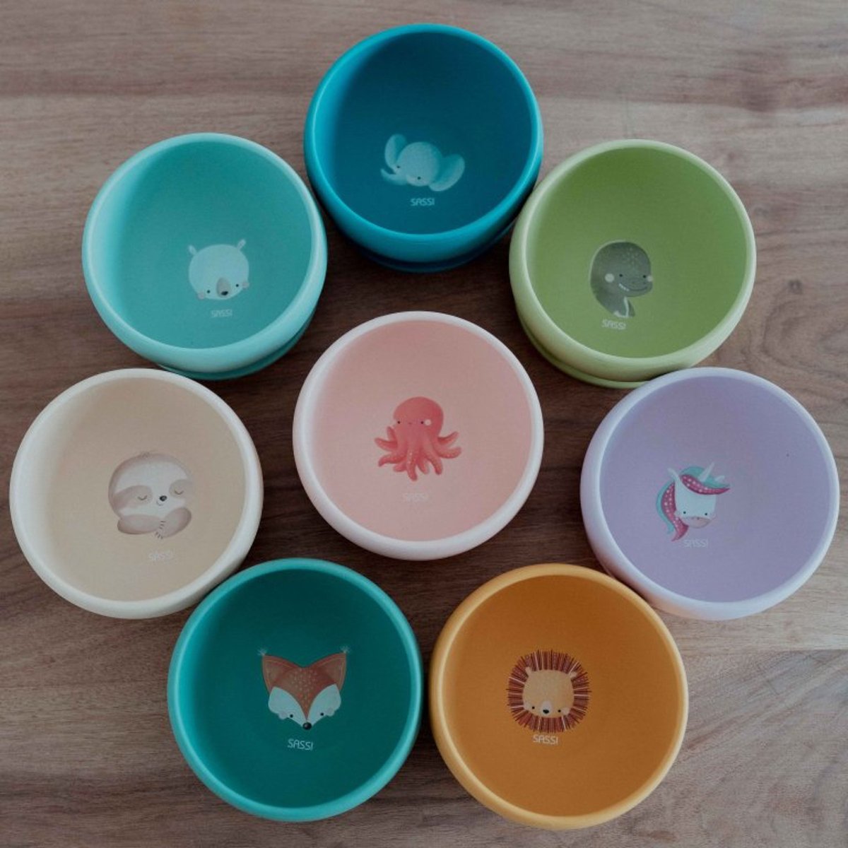 Bol en silicone avec ventouse ANIMAUX rose, SASSI