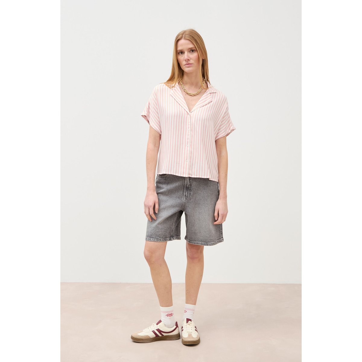 Chemise manches 3/4 rose pastel, BONOBO
