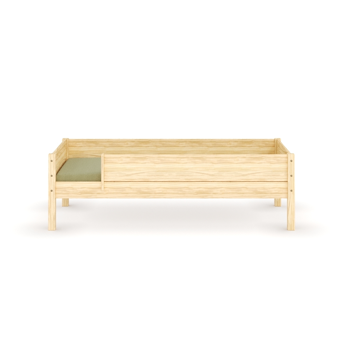 Lit banquette avec barrière Bois massif bois naturel, AKITEN RETAIL