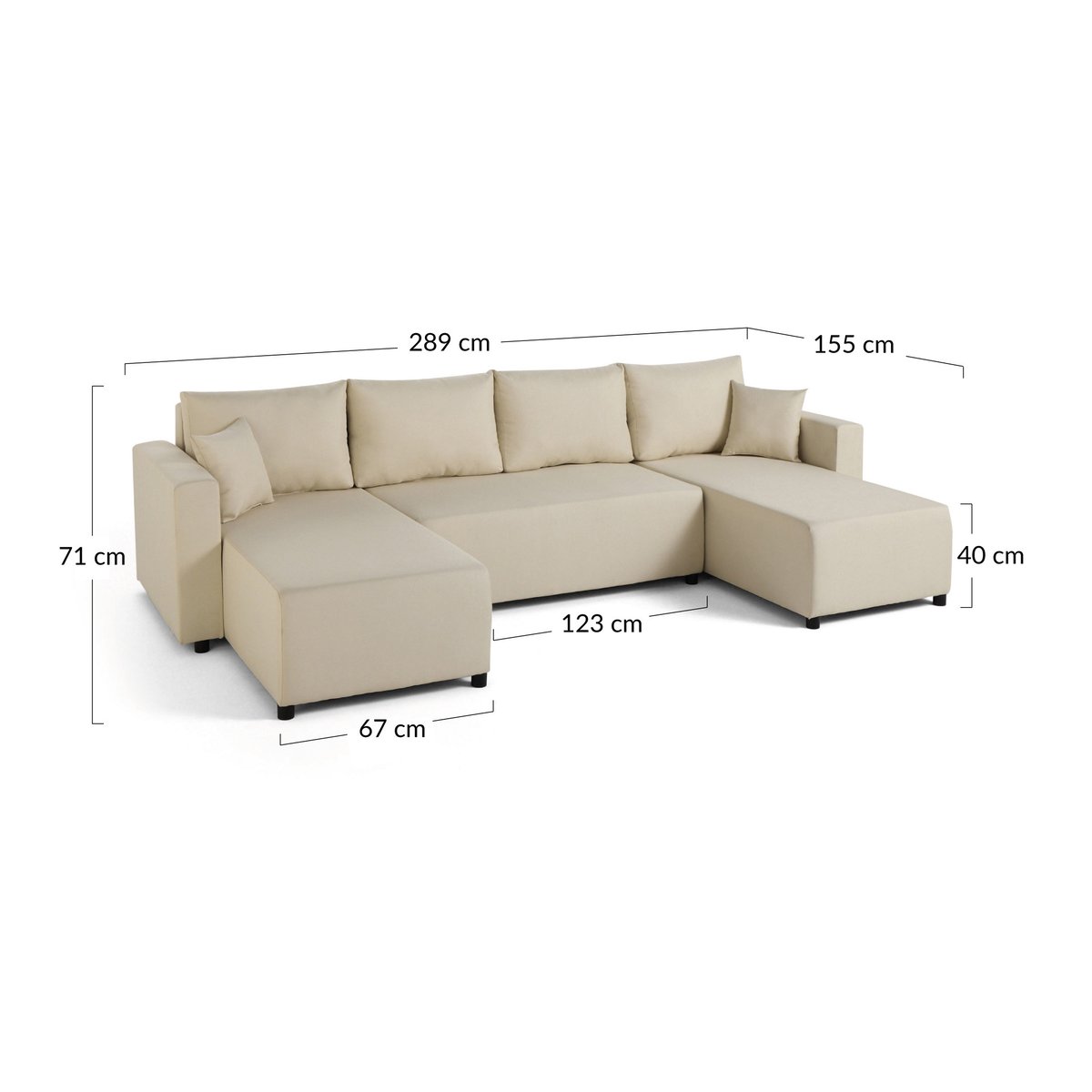 Canapé Panoramique Convertible 7 places - REGALA bleu ciel, BEST MOBILIER