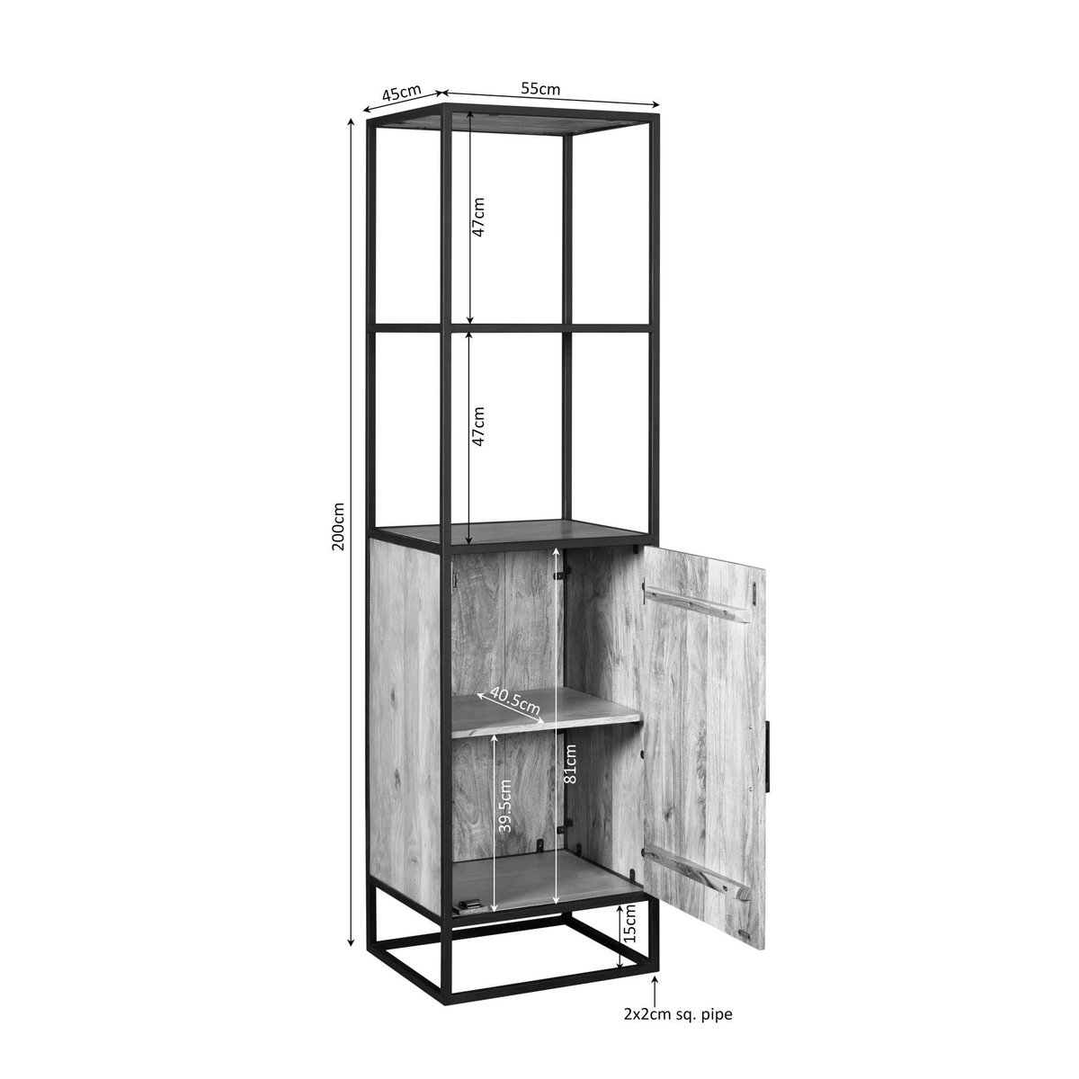 Colonne salon en bois clair 1 porte 2 plateaux RIVANO bois naturel, PIER IMPORT