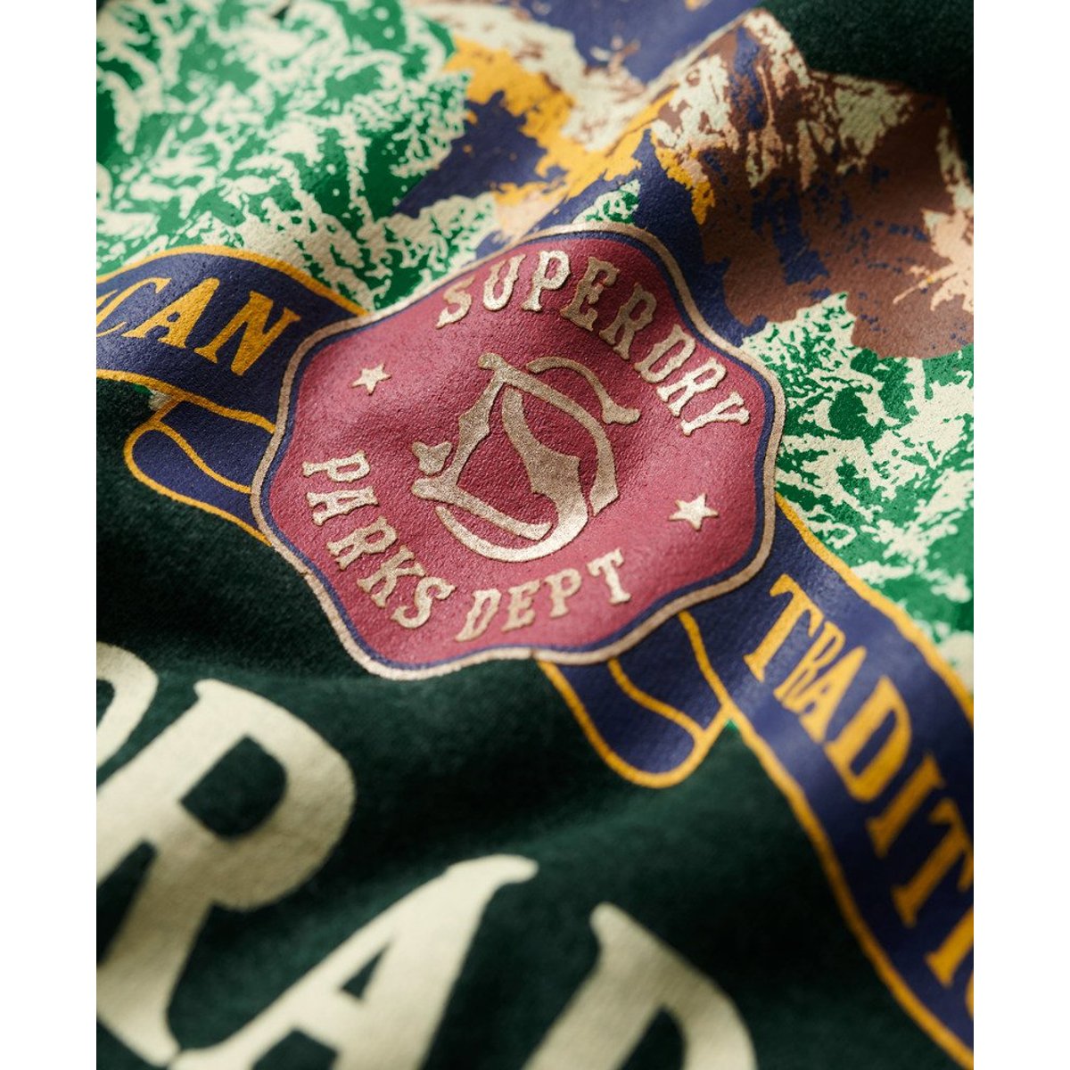Sweat ras du cou à motif Travel Souvenir vert jade chiné, SUPERDRY